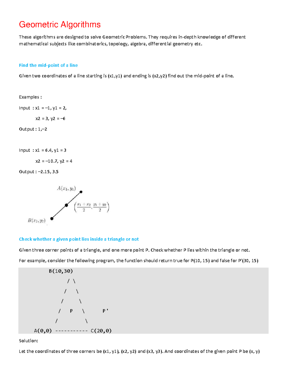 Geometric Algorithms notes - Geometric Algorithms These algorithms are ...