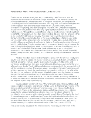 World Masterpieces Week Two Professor Lecture Notes - World Literature ...