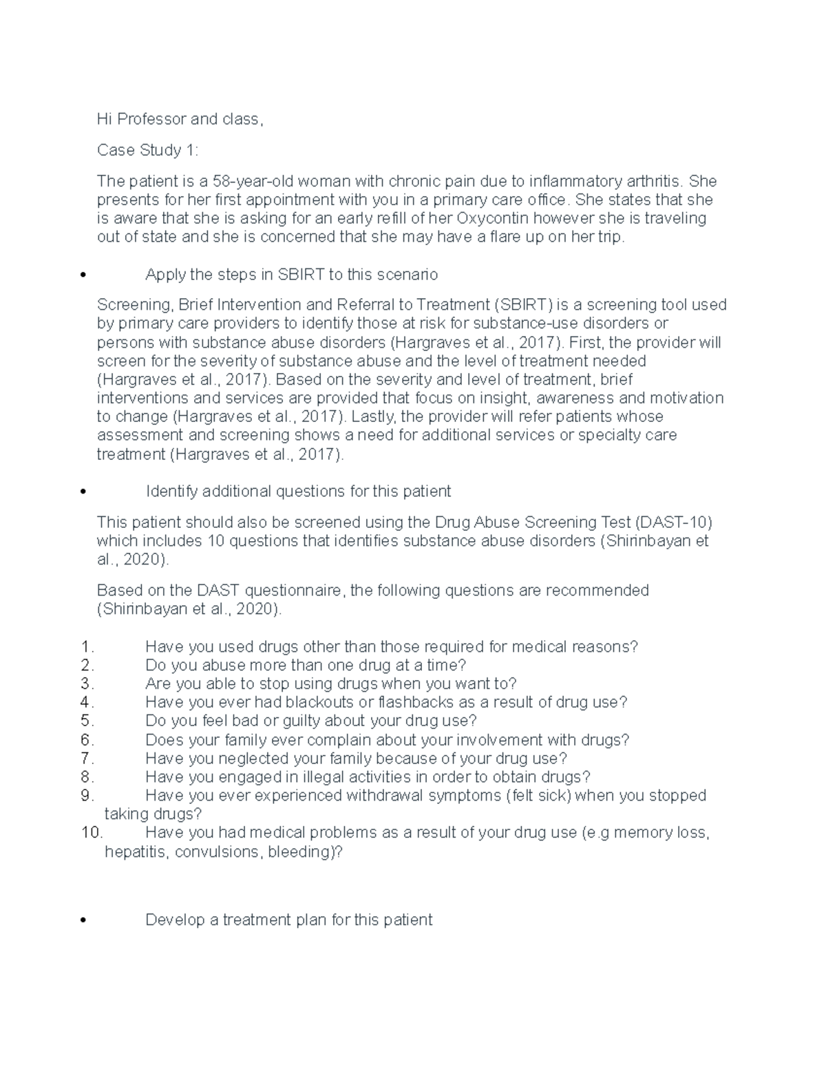 nr 603 week 7 case study discussion