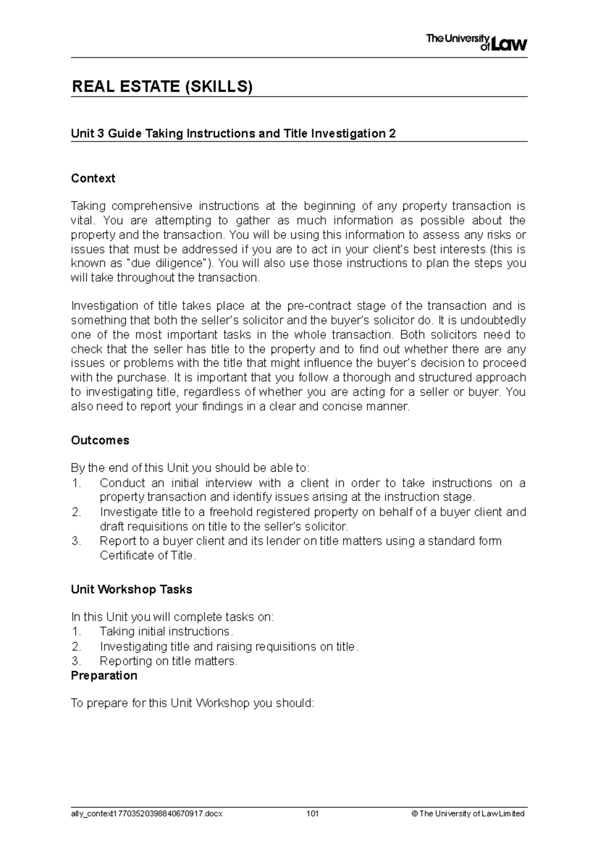 Ws guide real estate REAL ESTATE (SKILLS) Unit 3 Guide Taking