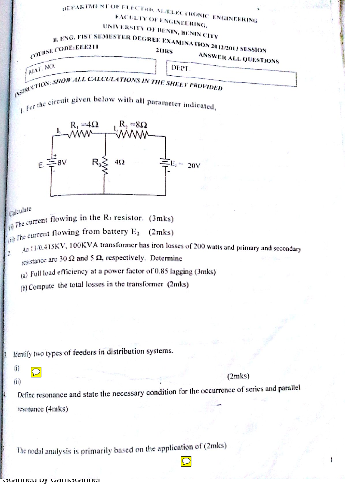 EEE211 - Summaries of uniben Eee 211 - UNIVERSITY ENGINEERING ...