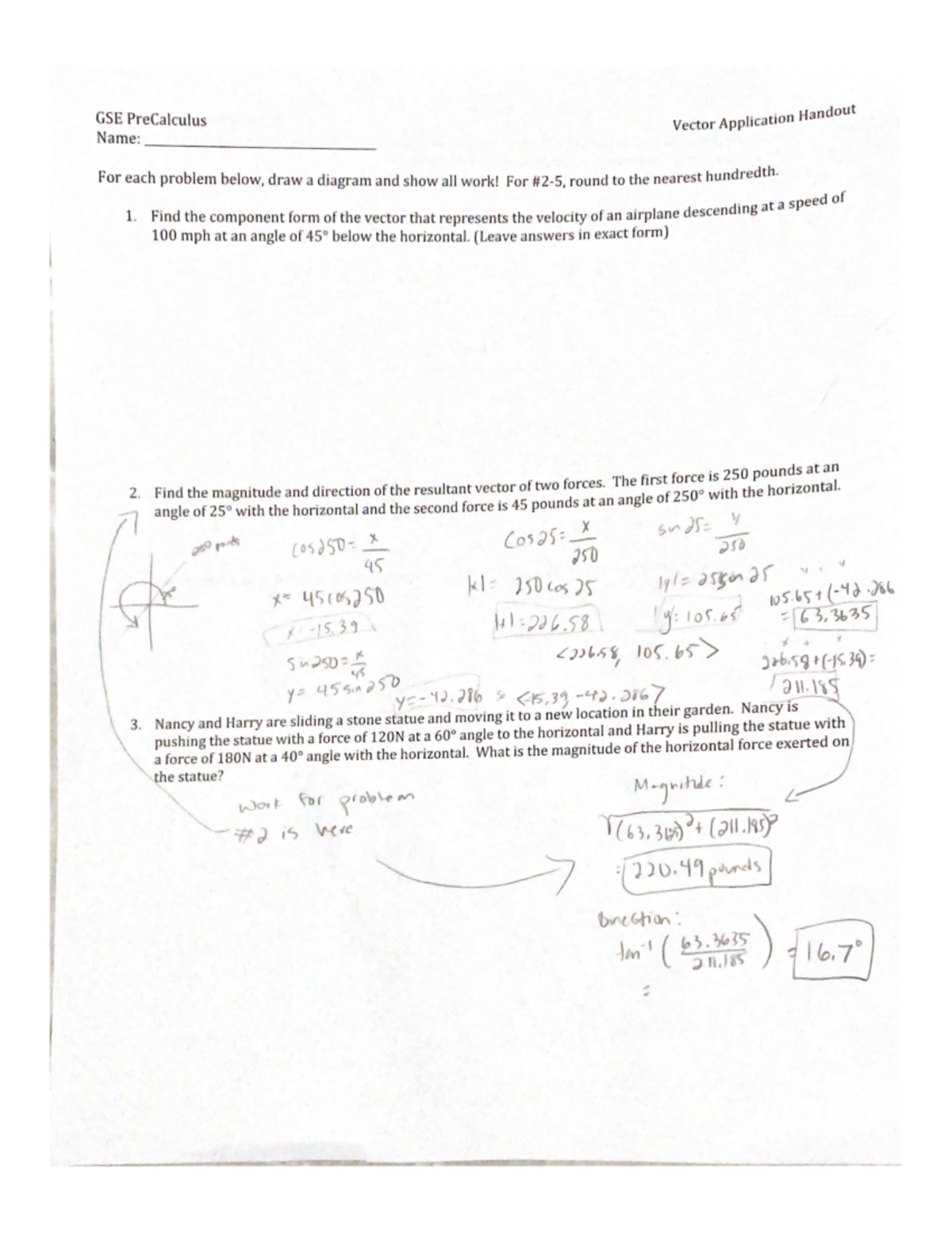 Vector Applications - MATH 1113 - Studocu