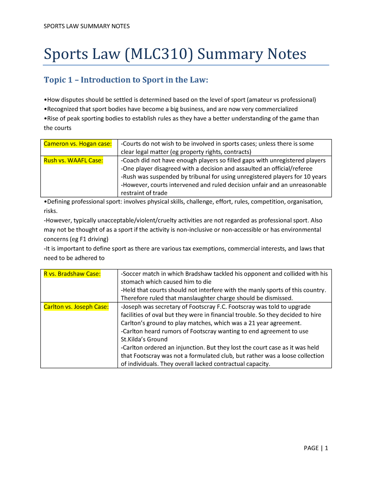 sports law thesis