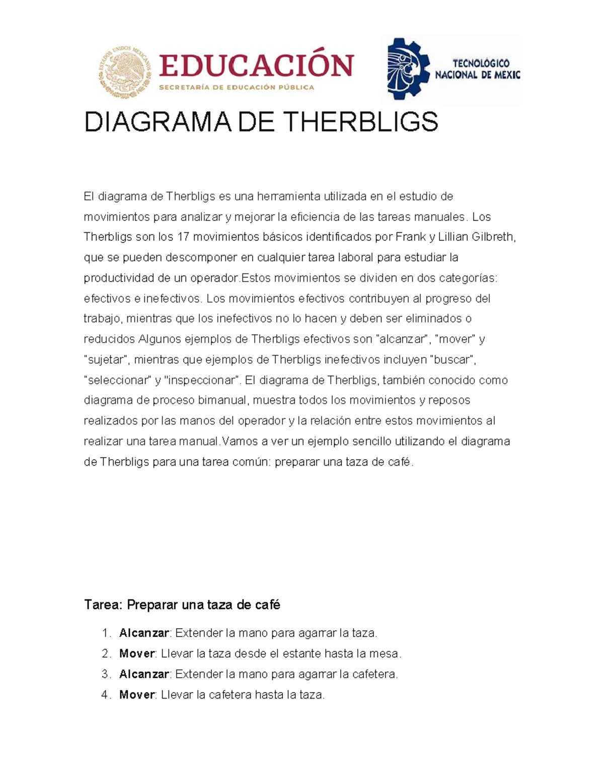 Diagrama DE Therbligs - Es un archivo completo - DIAGRAMA DE THERBLIGS ...