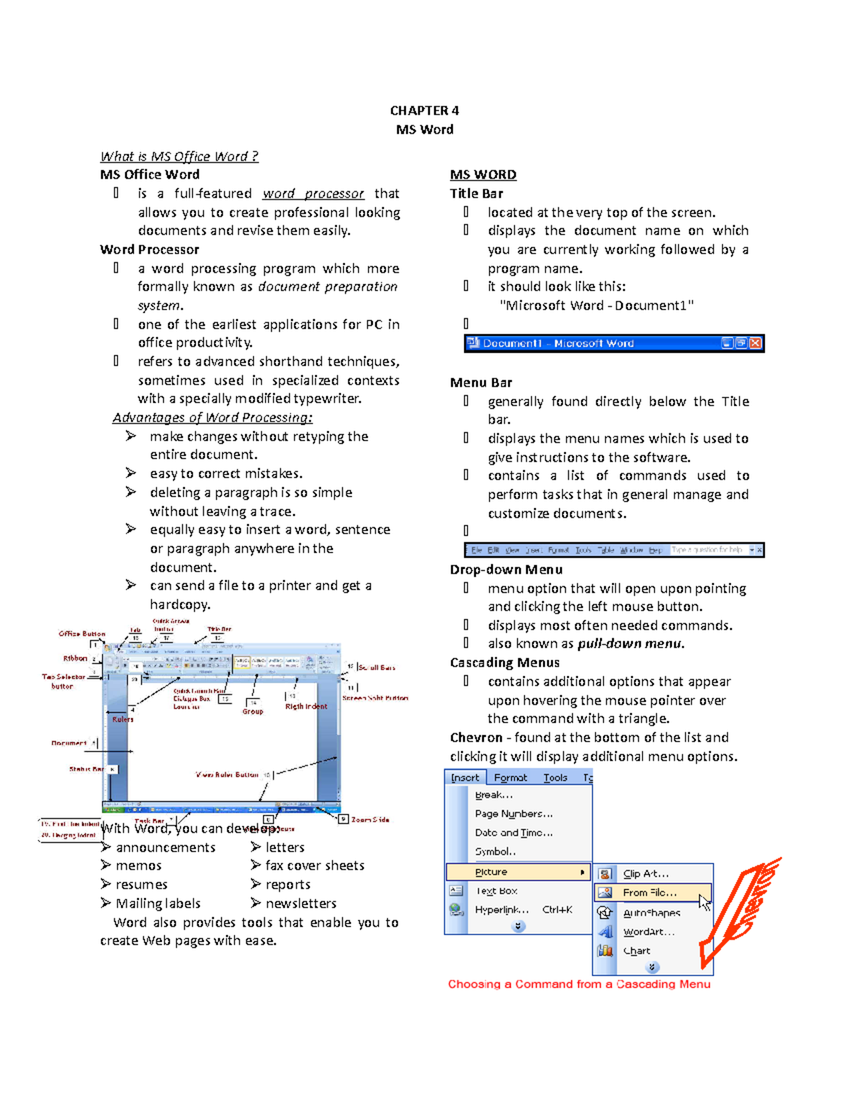 Fundamental - Chapter 4 - CHAPTER 4 MS Word What is MS Office Word? MS ...