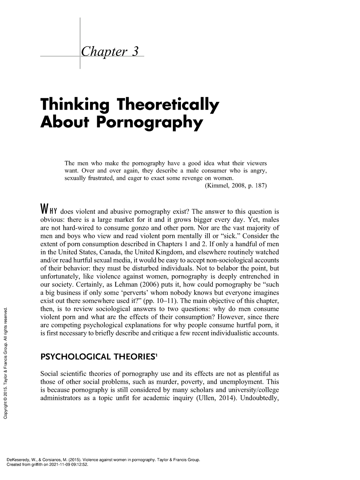 Violence Against Women in Pornography - (3 Thinking Theoretically About ...