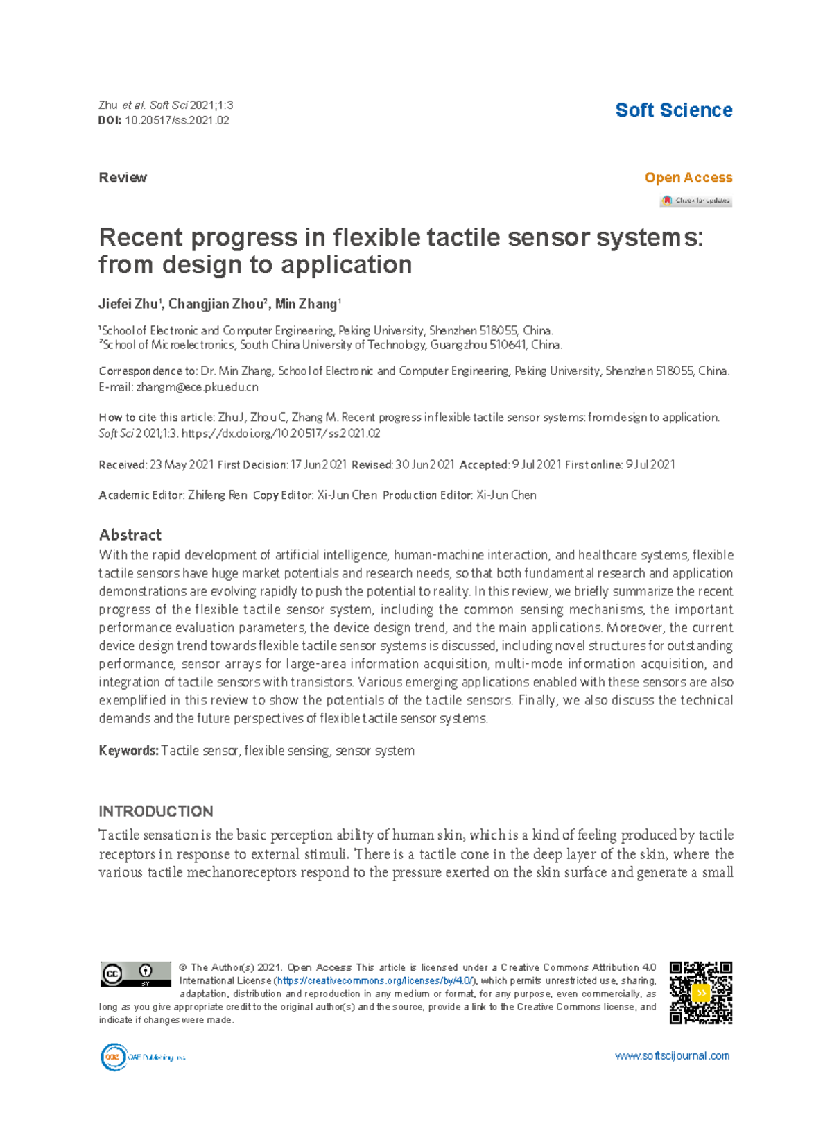 Zhu 2021 Recent progress in flexible tactile - Zhu et al. Soft Sci 2021 ...