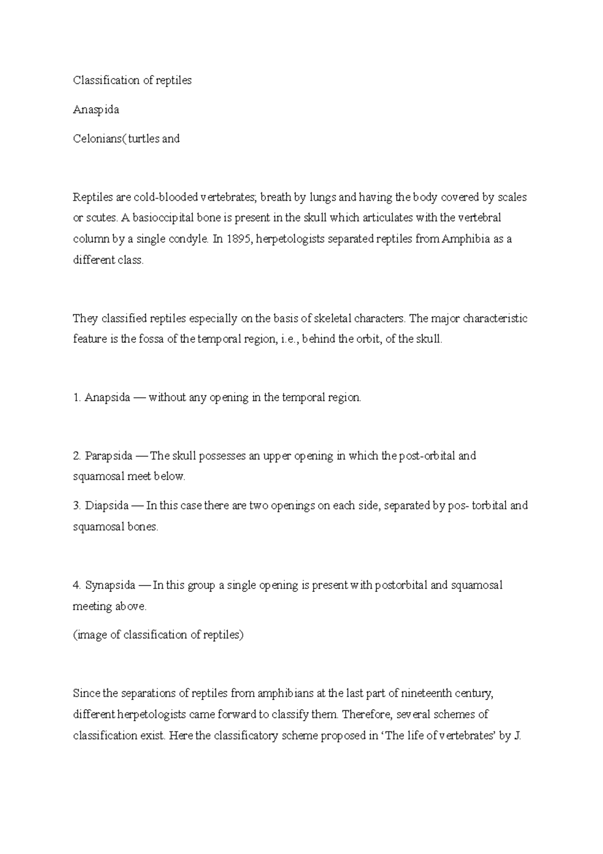Classification of reptiles Classification of reptiles Anaspida