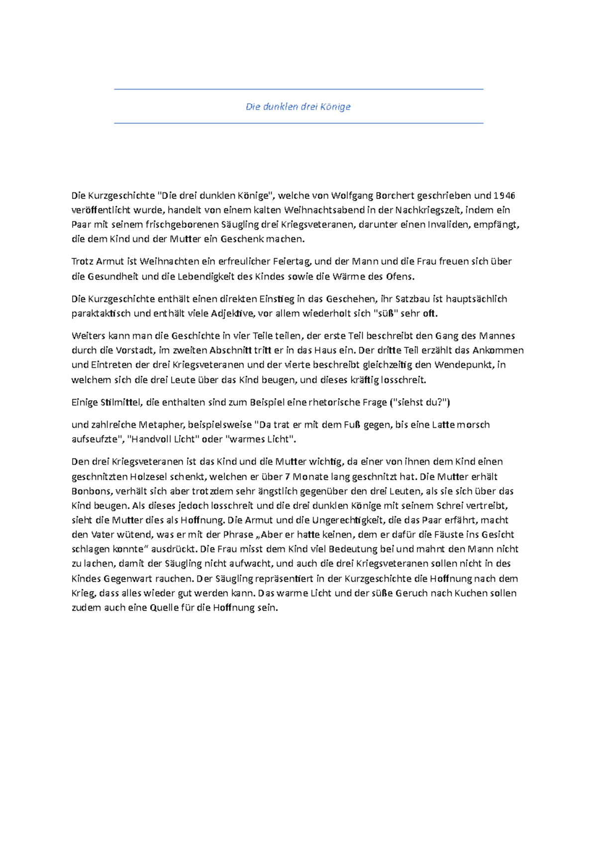 Die Dunklen Drei Könige Die dunklen drei Könige - Die dunklen drei Könige Die Kurzgeschichte