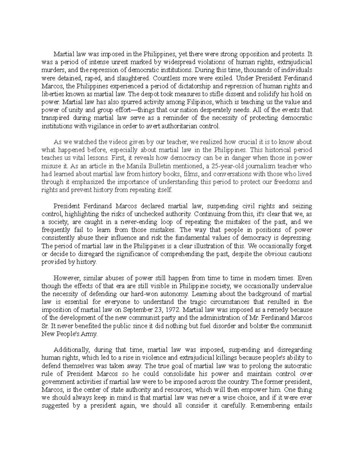 GEN-004 - modules - Martial law was imposed in the Philippines, yet ...