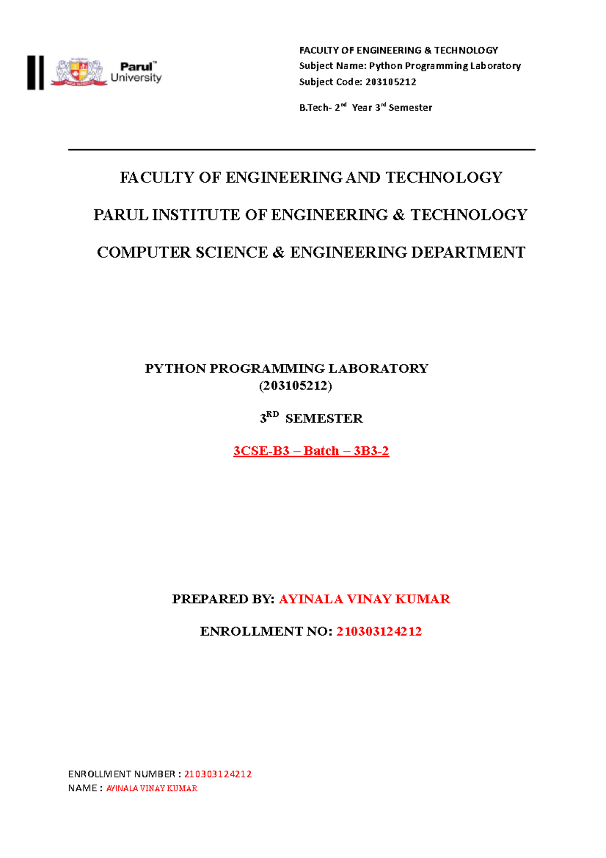 DS Lab Manual Format Subject Name Python Programming Laboratory