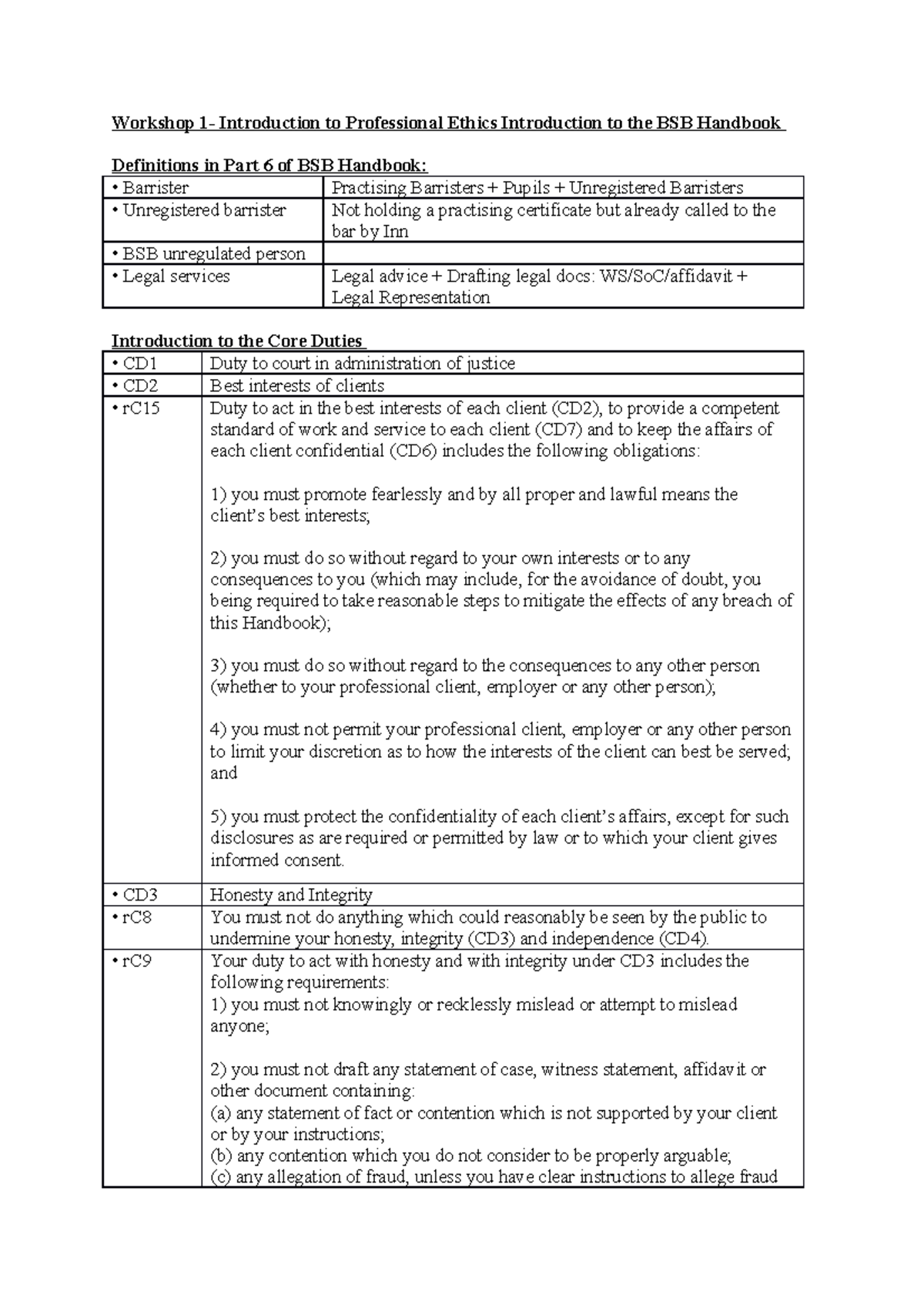 Core Duties - Compilation of the right rules and guidance and outcomes ...