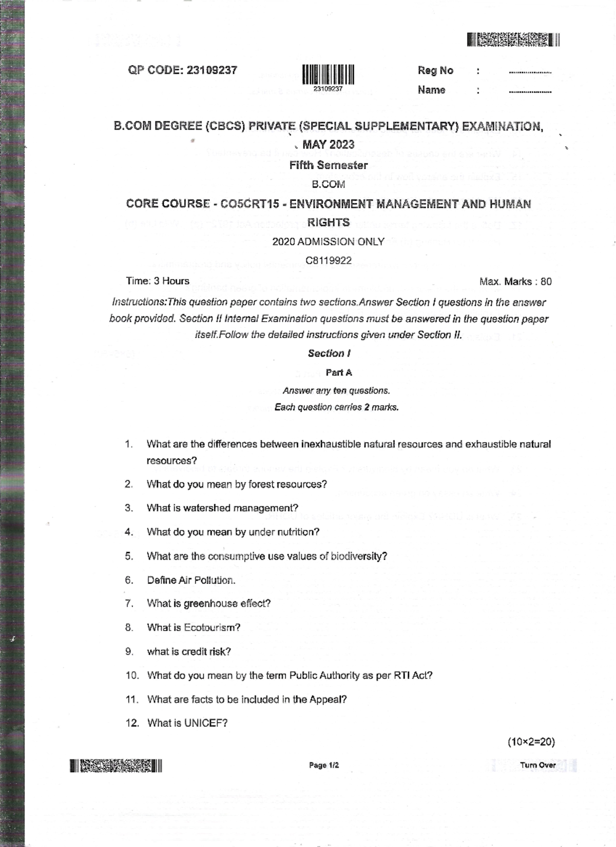 EMHR MAY 2023 - Environmental management and human rights - Leer QP ...