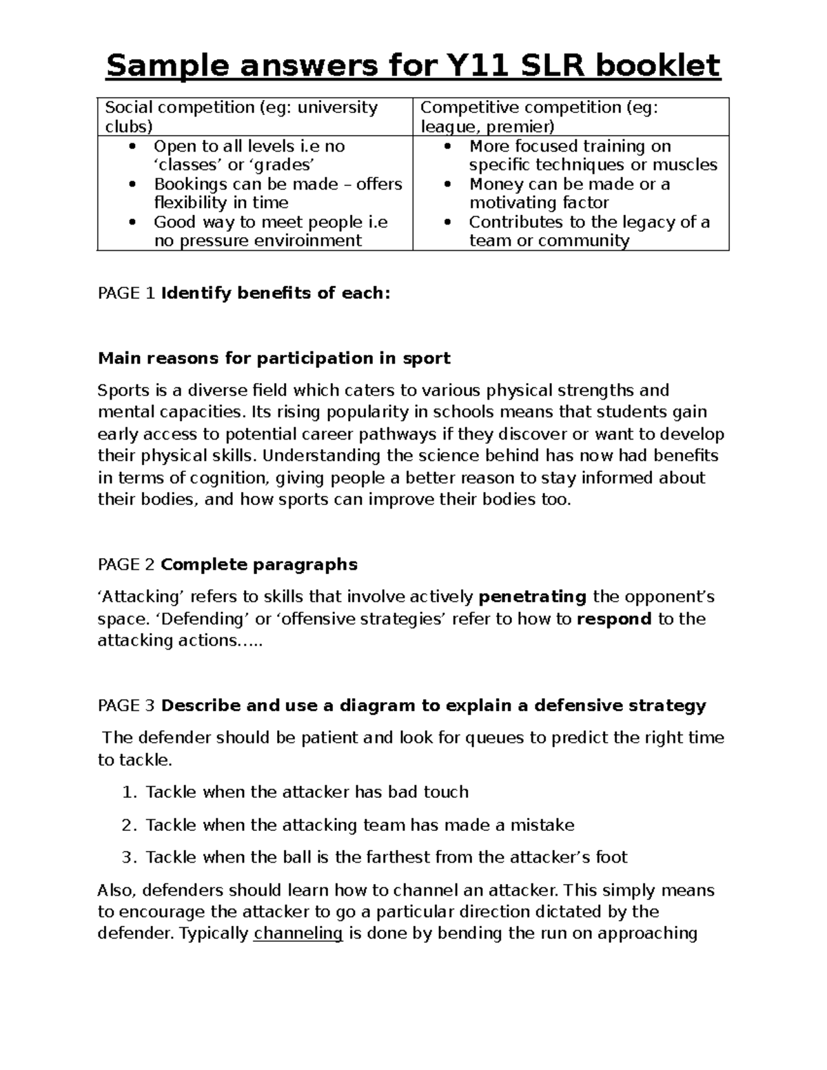 Y11 SLR Sample answers - Notes for year 11 - Sample answers for Y11 SLR ...
