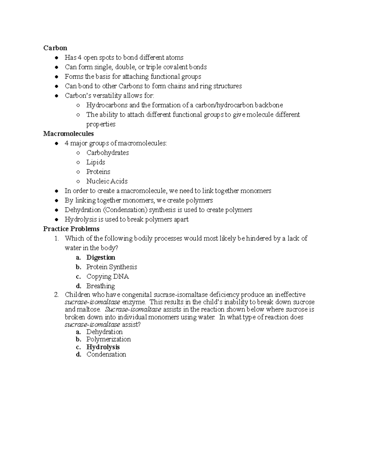 Carbon Chemistry Lecture Carbon Has 4 open spots to bond different