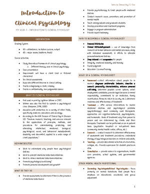 CHAP-2- Reviewer - Summary Clinical Psychology - CHAPTER 2 PSY 1101 – 2 ...