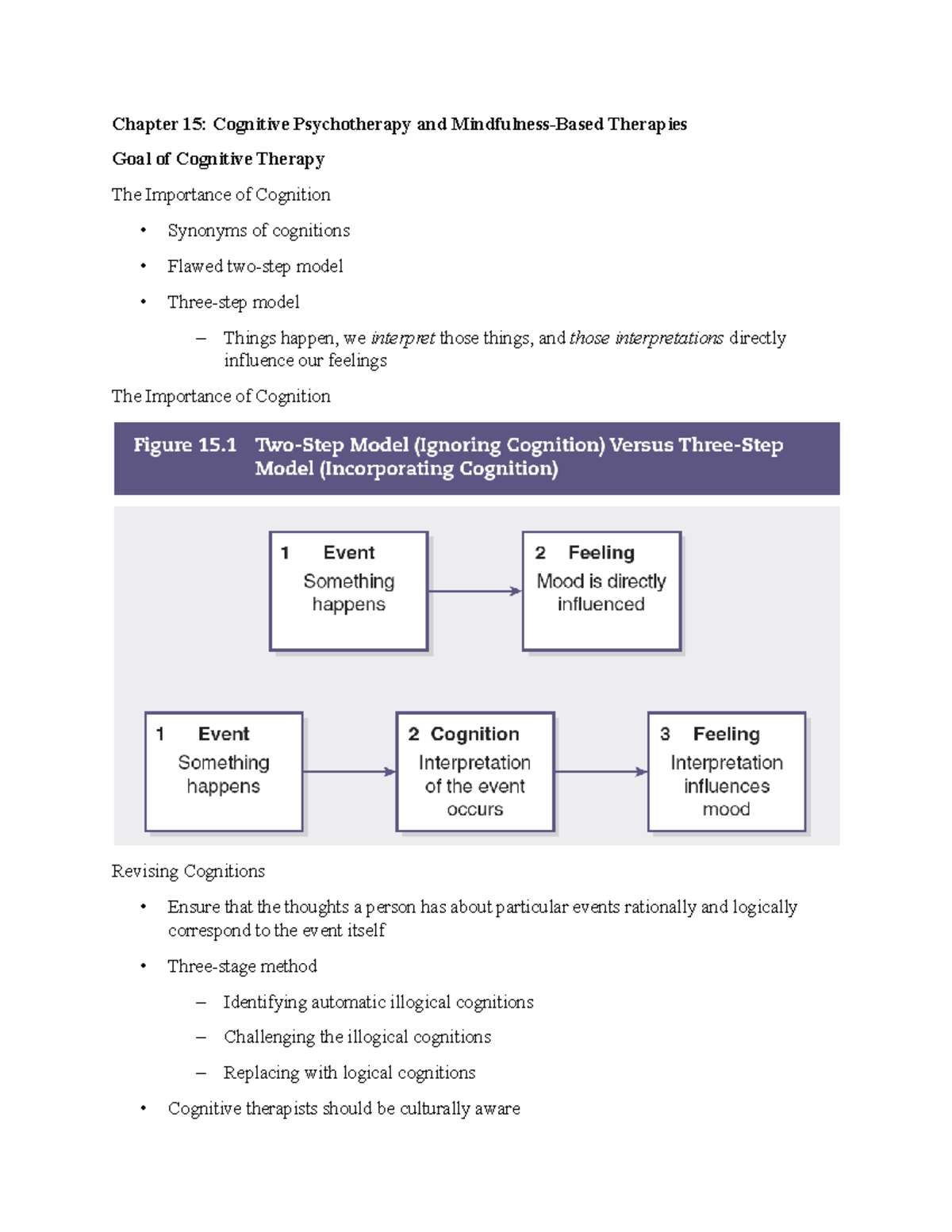 Psyc 345 Chapter 15 Notes - Chapter 15: Cognitive Psychotherapy And ...