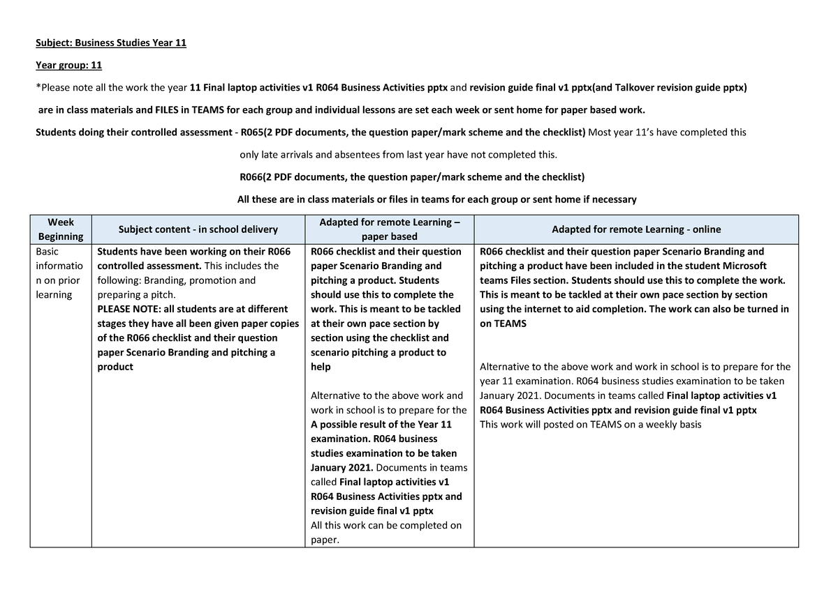 year 11 business studies business plan example