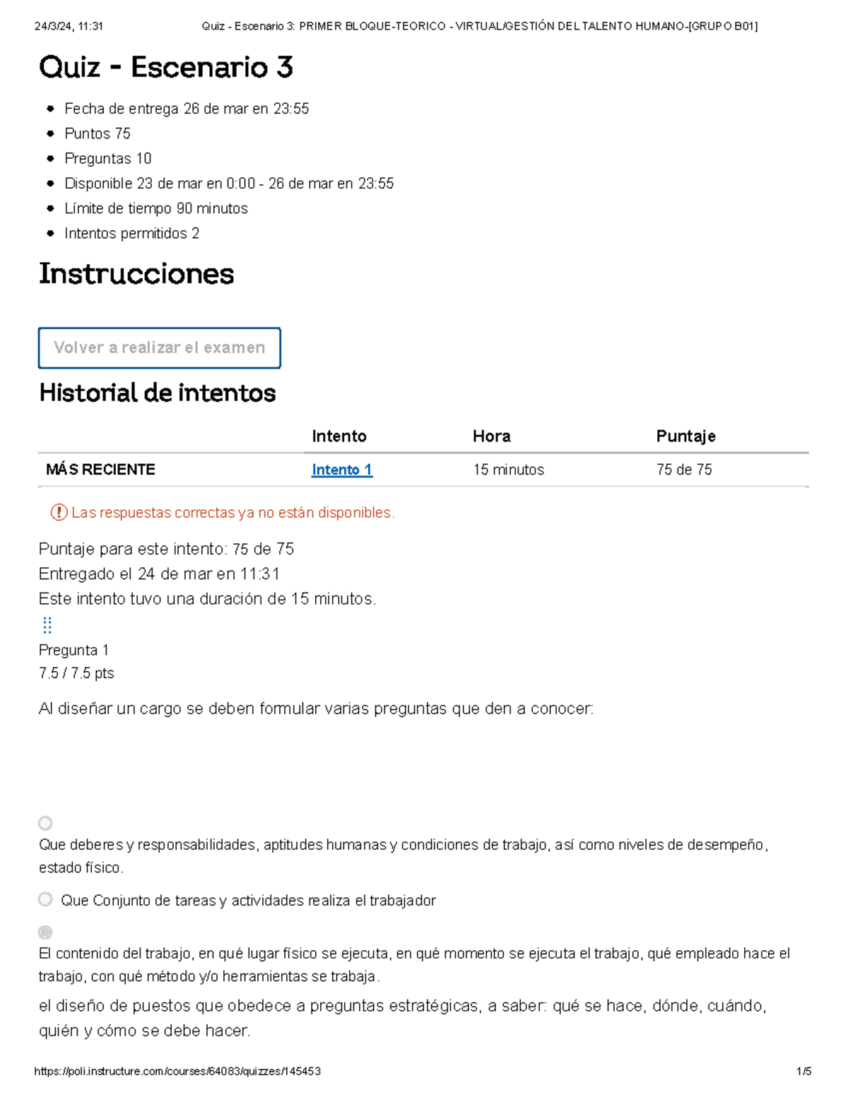 Quiz - Escenario 3 Gestión del Talento Humano - Quiz - Escenario 3 ...