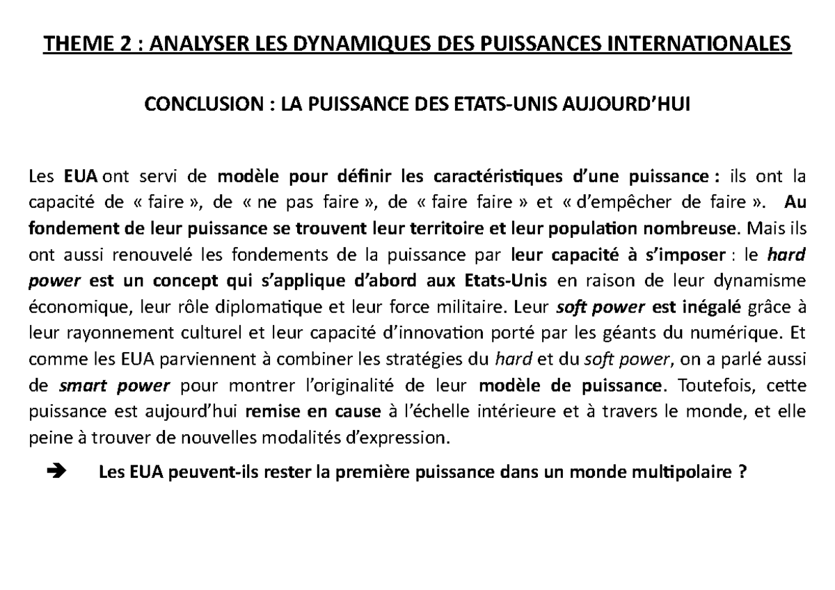 Plan EU conclusion jalon 1 - THEME 2 : ANALYSER LES DYNAMIQUES DES