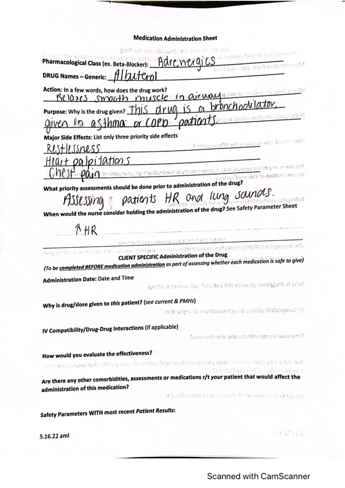 Albuterol - Med sheets - NUR 101 - Studocu