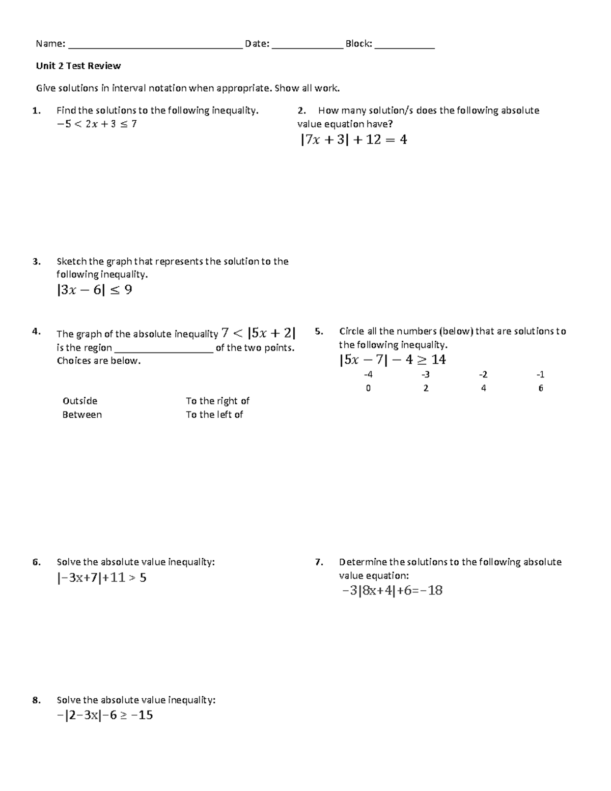 Unit+2+Test+Review+21-22 for trinimal - Name ...