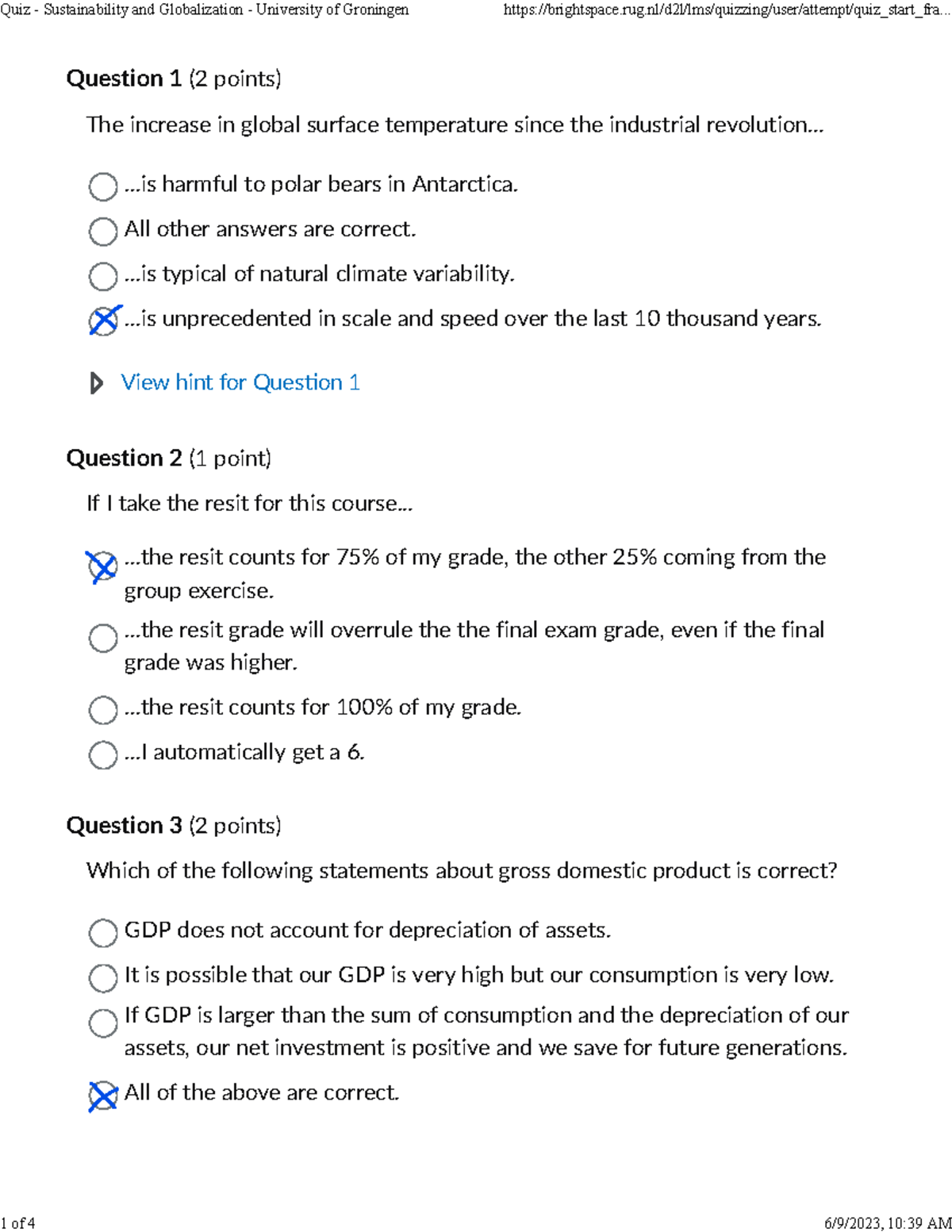 Quizz 2023 solutions - quiz answers - Question 1 (2 points) Question 2