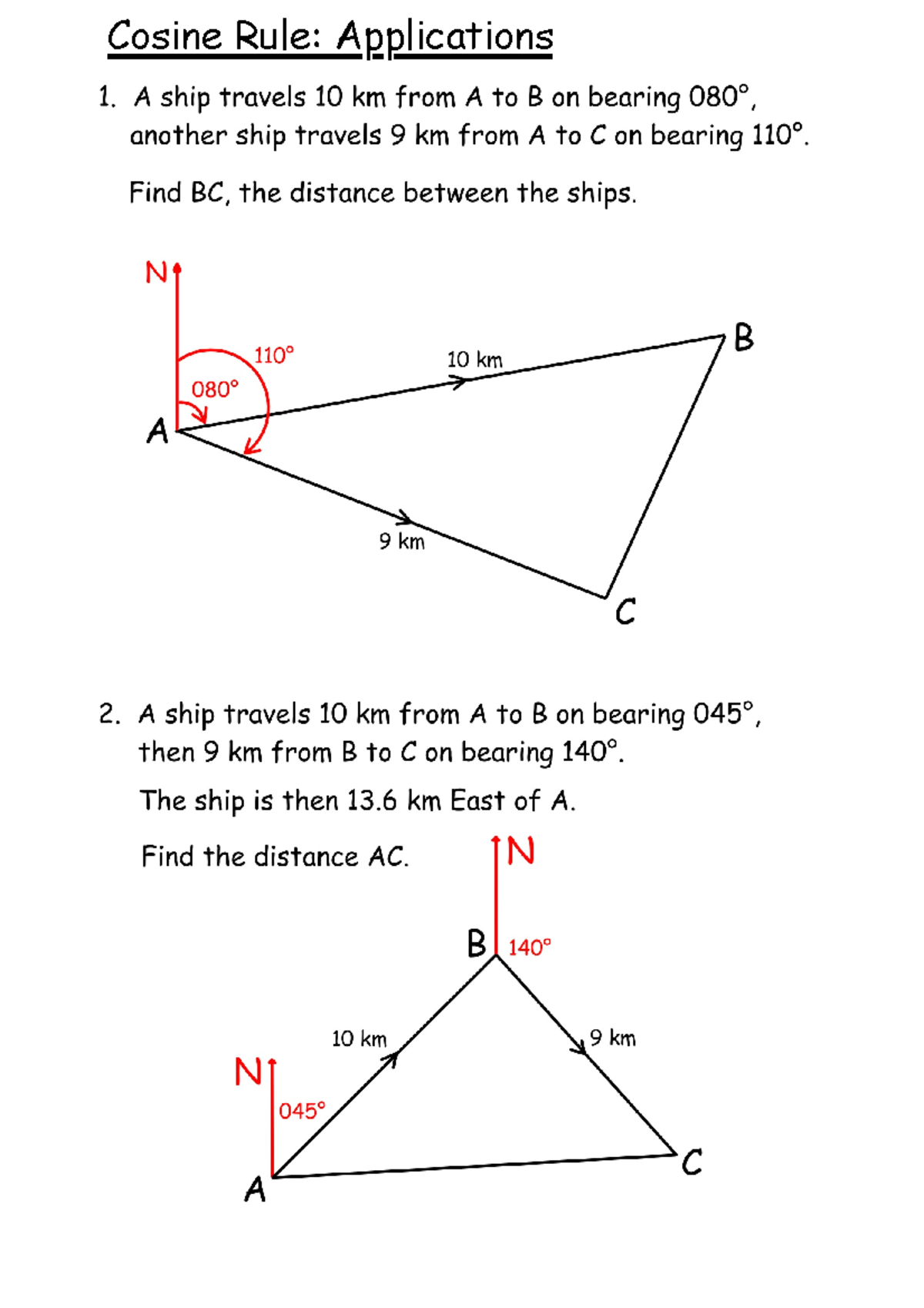 Trig Formulae Trig Calculations Using The Sine And Cosine Rules Studocu