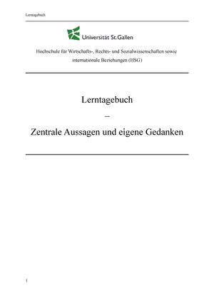 Lerntagebuch Zusammenfassung Des Unterrichts Studocu