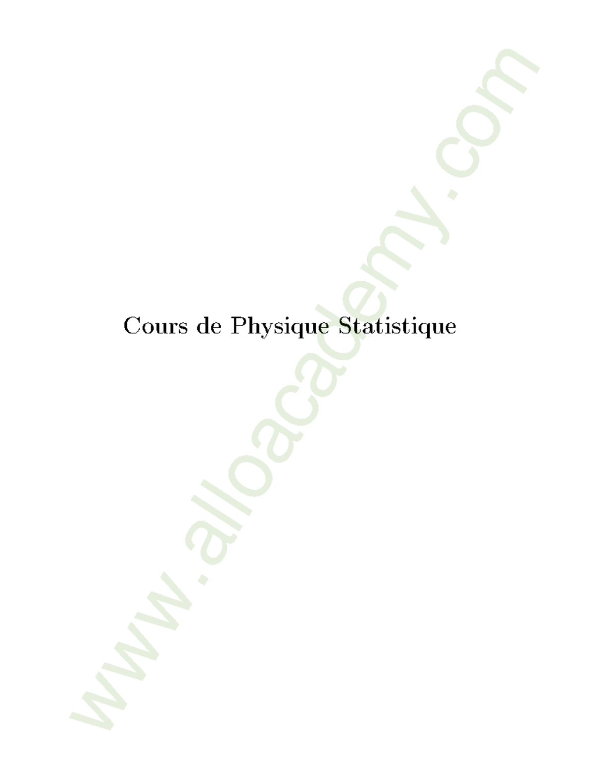 3Cours N°3 De La Physique Statistique (www - Cours De Physique ...