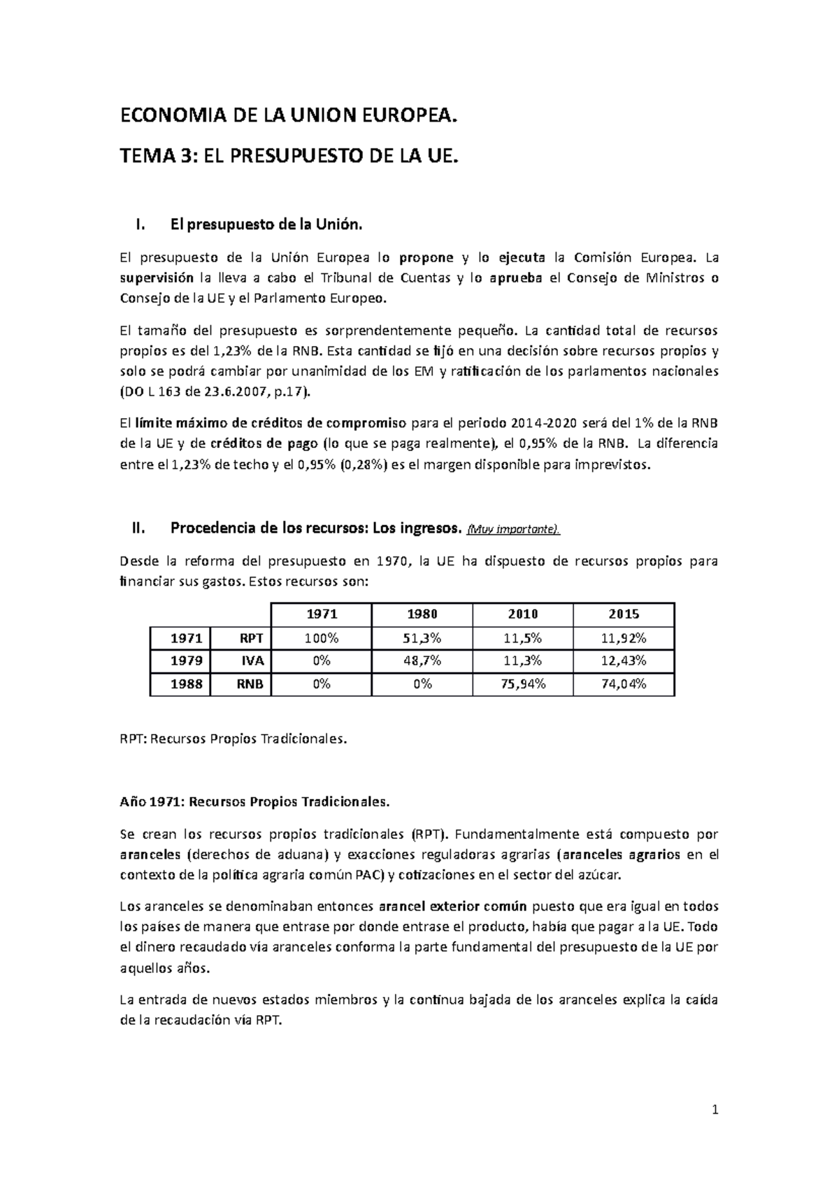 Tema 3 - El Presupuesto De La UE - ECONOMIA DE LA UNION EUROPEA. TEMA 3 ...