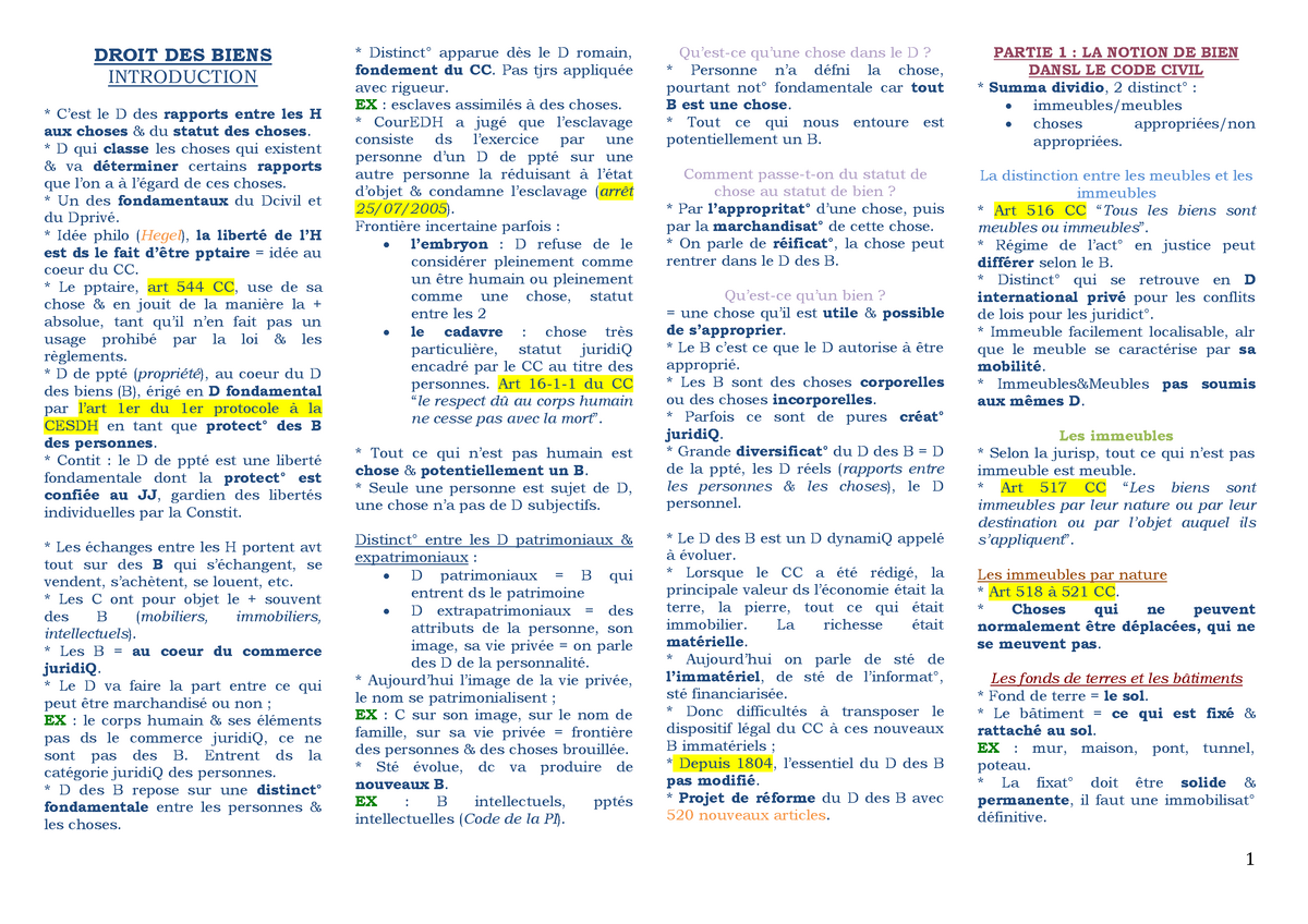 Fiche De Droit Des Biens - DROIT DES BIENS INTRODUCTION C’est Le D Des ...