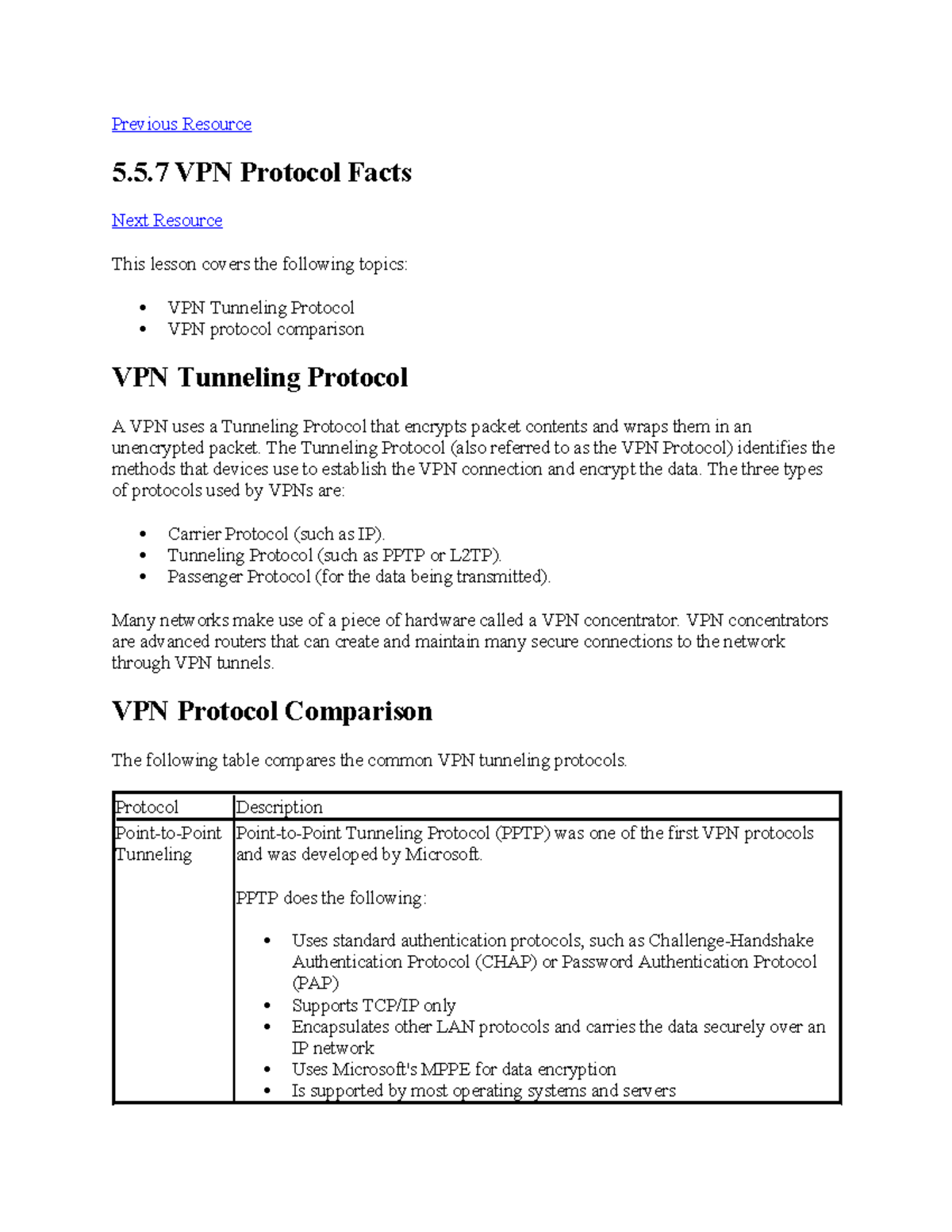 5.5.7 VPN Protocol Facts - Previous Resource 5.5 VPN Protocol Facts ...