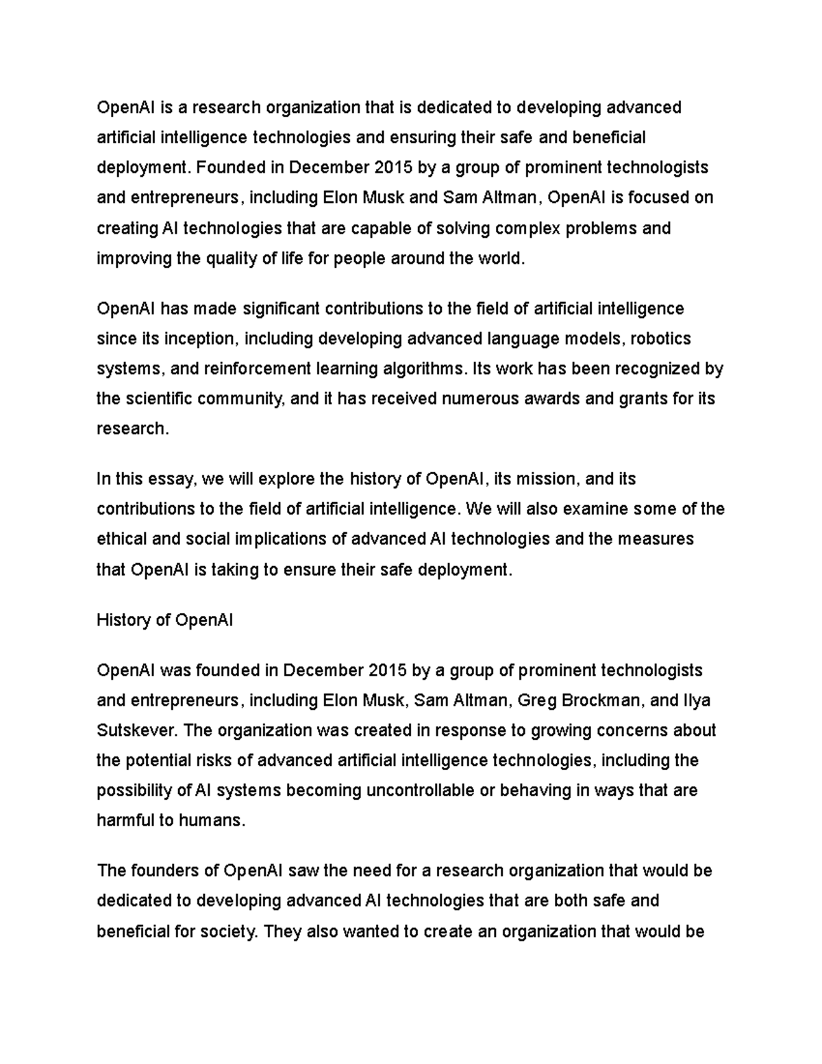 Studoc-3 - Class notes - OpenAI is a research organization that is ...