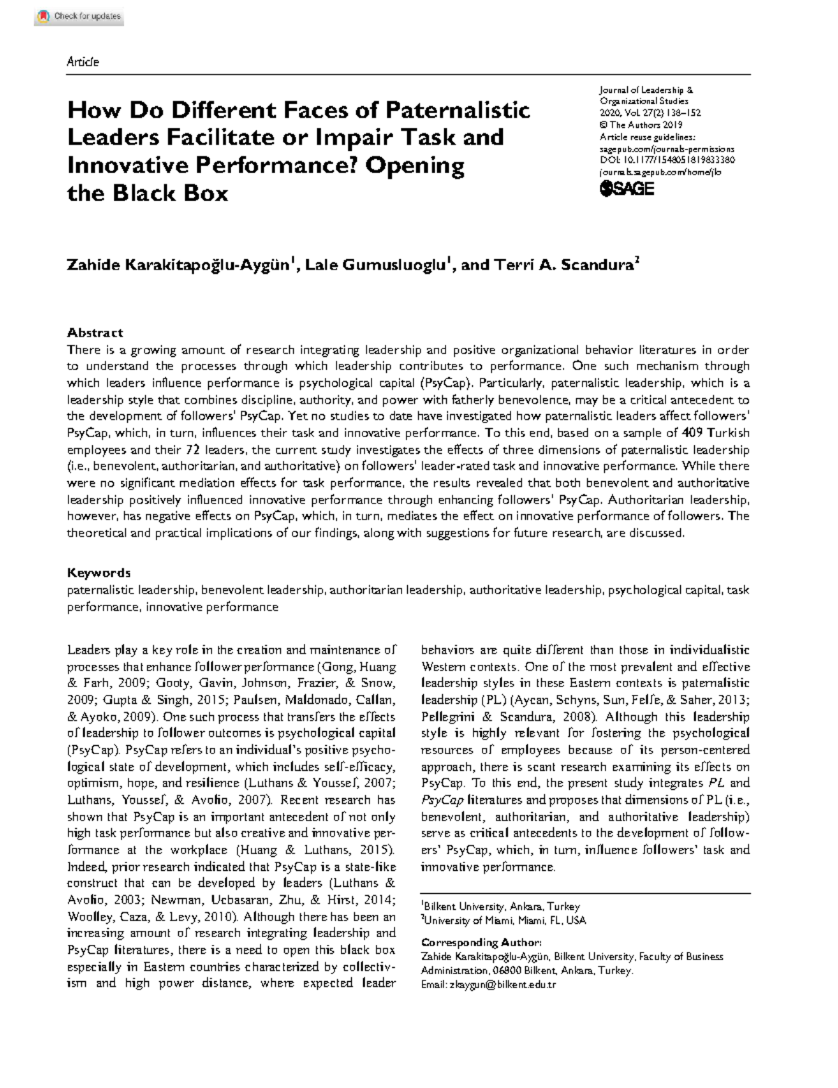 How Do Different Faces of Paternalistic Leaders Facilitate or Impair ...
