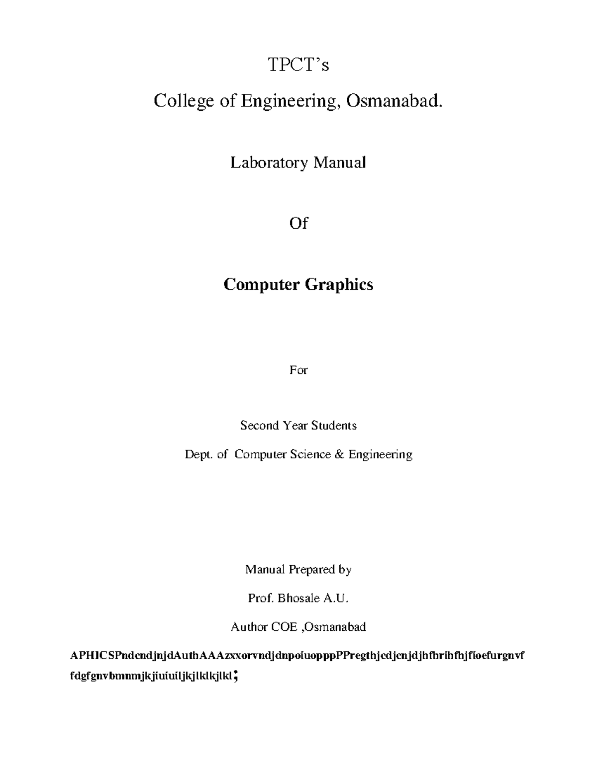 CG Se - TPCT’s College Of Engineering, Osmanabad. Laboratory Manual Of ...