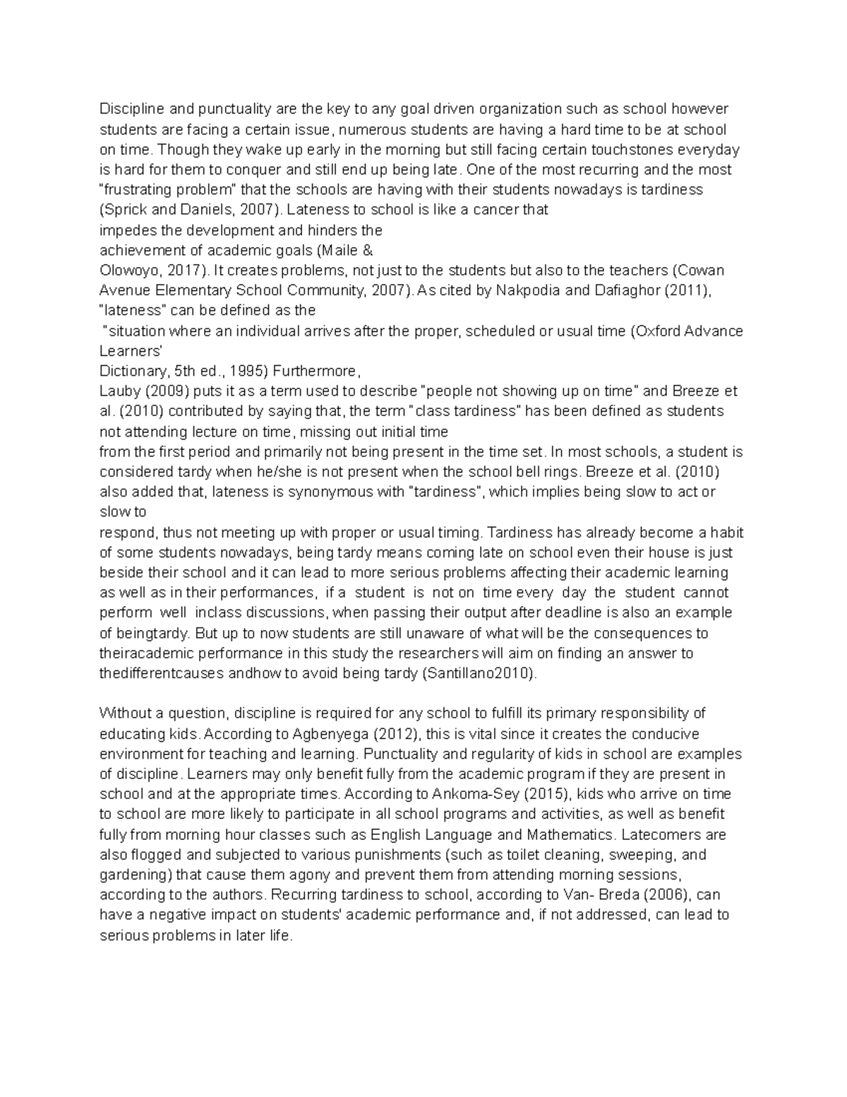 Introduction - none - Discipline and punctuality are the key to any ...