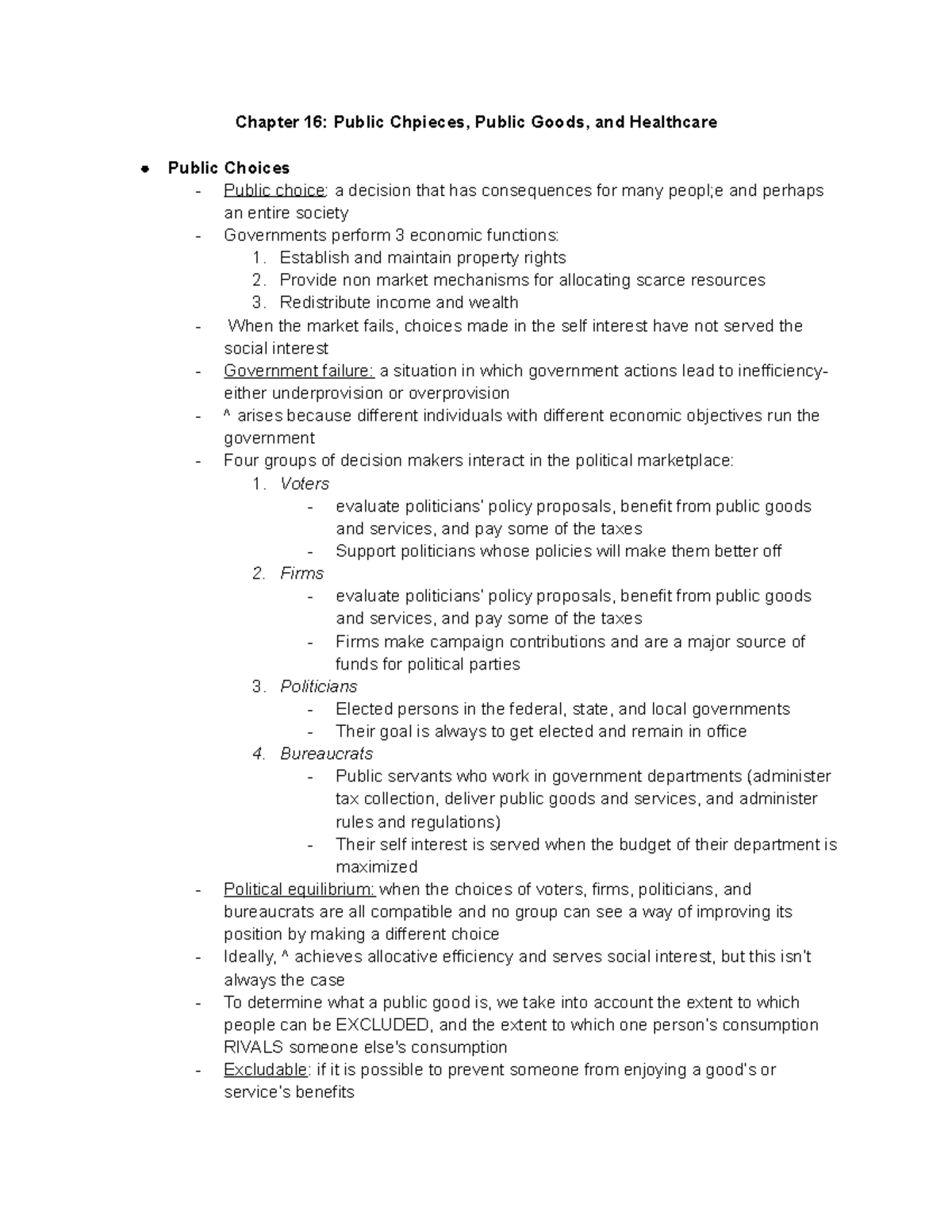 Chapter 16 Textbook - Chapter 16: Public Chpieces, Public Goods, And ...