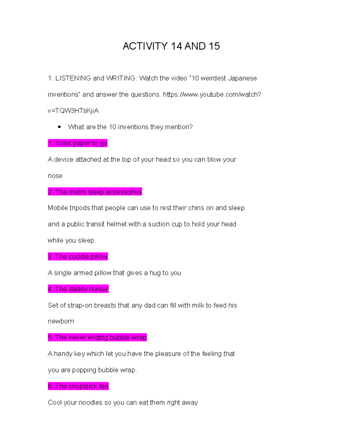 Activity 14 AND 15 - Apuntes 14 Y 15 - ACTIVITY 14 AND 15 LISTENING and ...