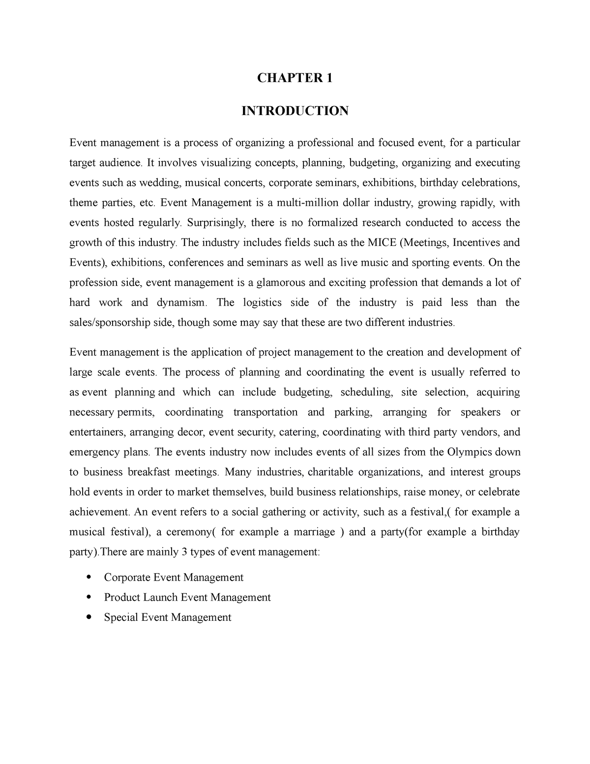 event management dissertation