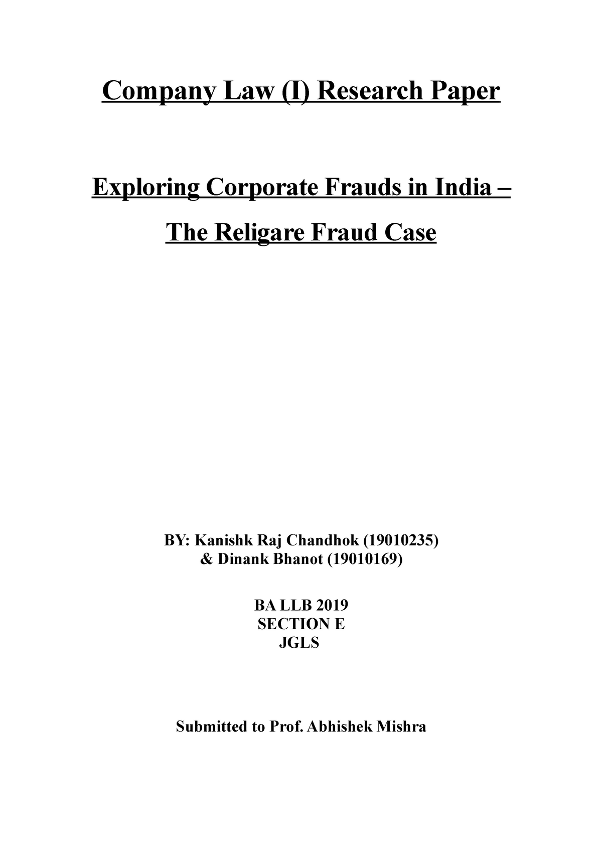 case study corporate frauds in india