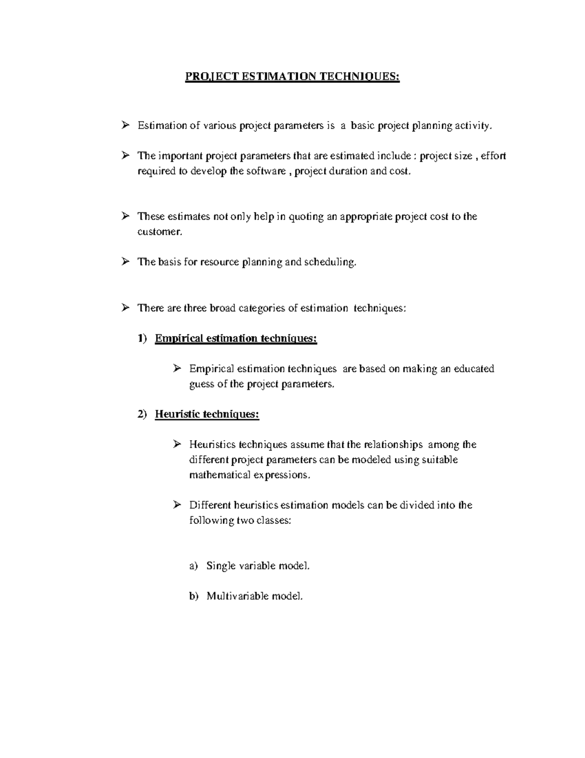 Project Estimation Techniques - PROJECT ESTIMATION TECHNIQUES ...