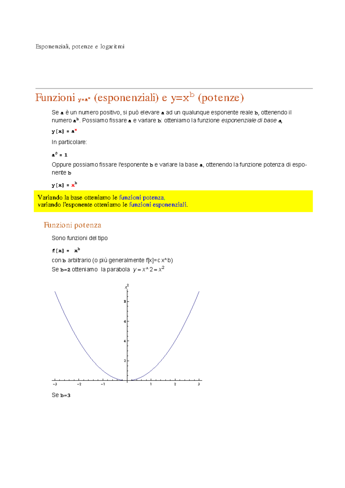 Matematica Lezione 02 Dell'anno Accademico 1314 - Esponenziali, Potenze ...