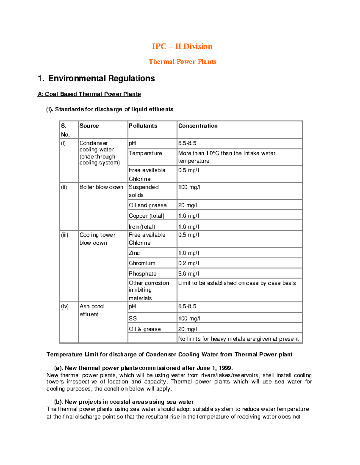 Thermal Power Plant overview IPC II Division Thermal Powe r Plants