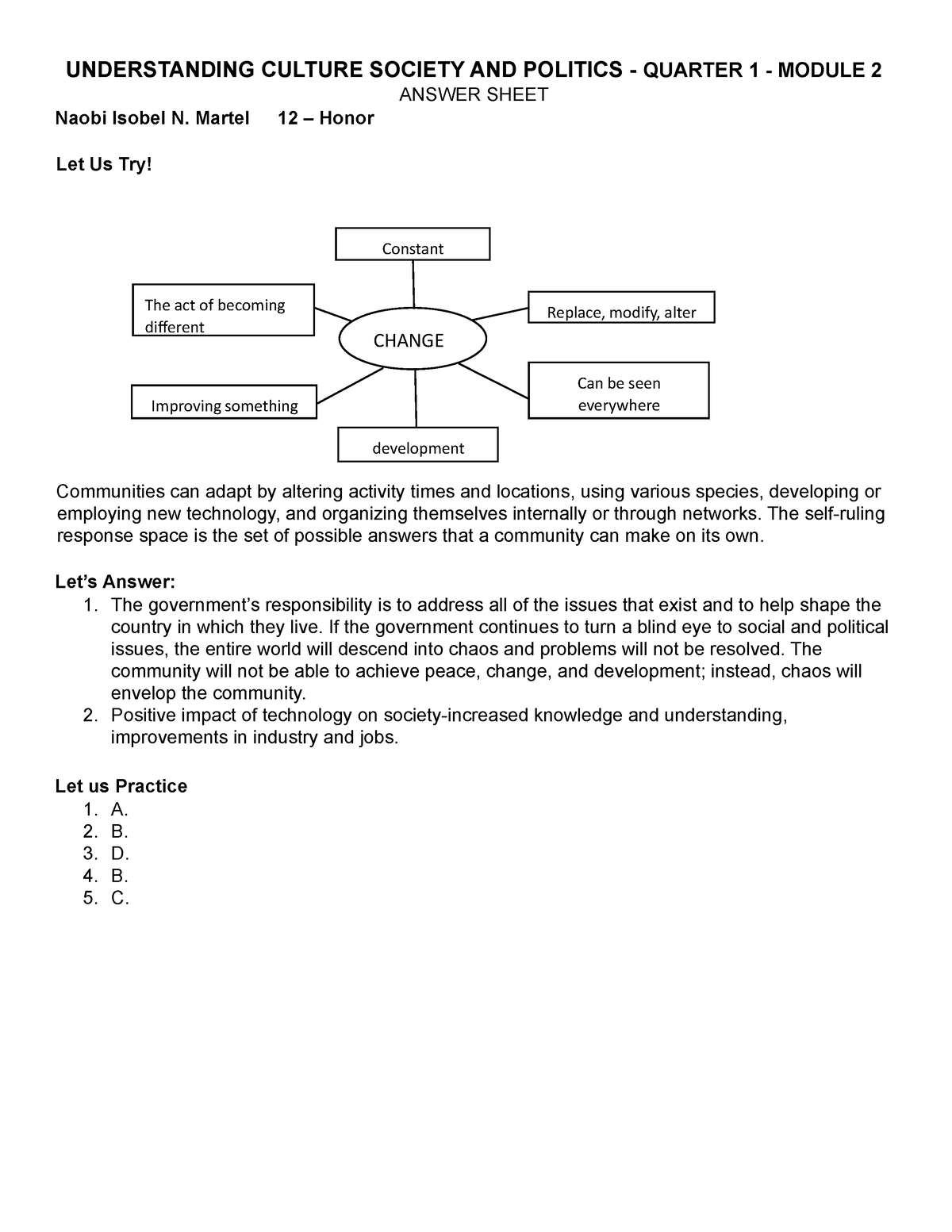 UCSP Module 2 - UNDERSTANDING CULTURE SOCIETY AND POLITICS - QUARTER 1 ...