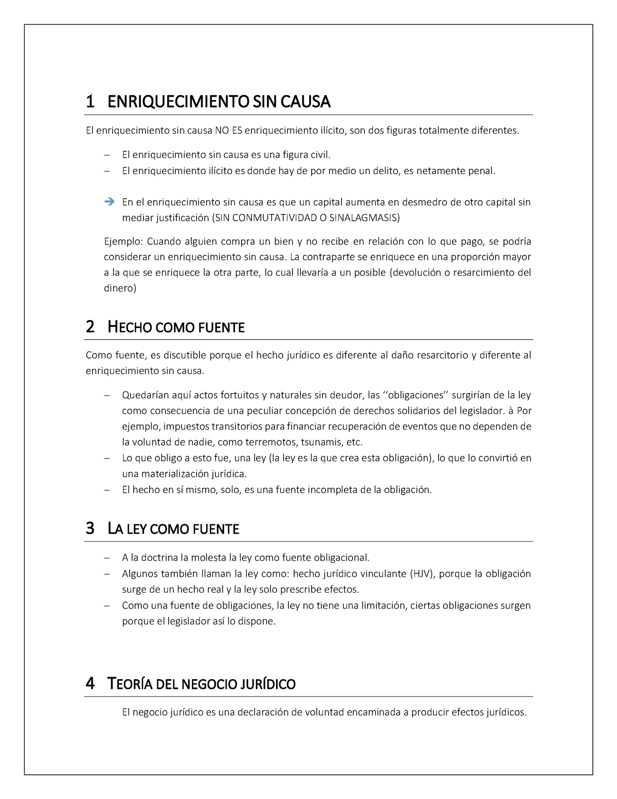 Obligaciones II - 1 ENRIQUECIMIENTO SIN CAUSA El Enriquecimiento Sin ...