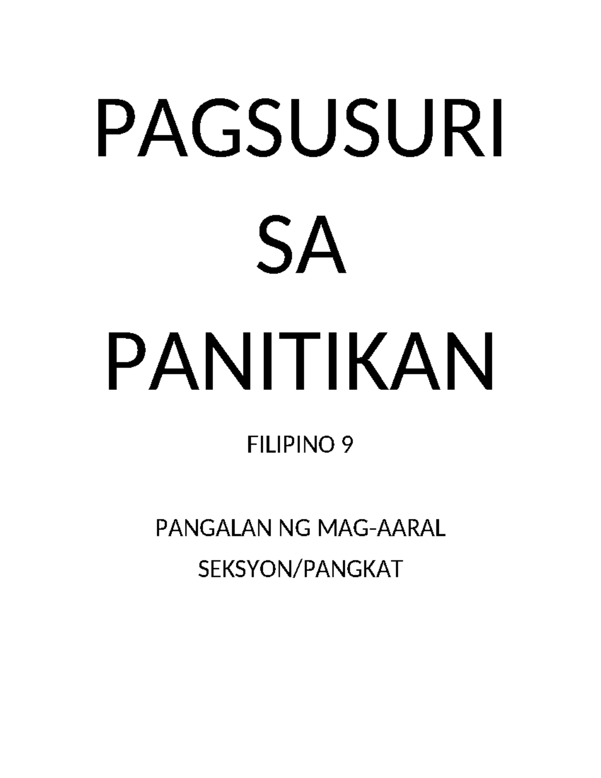 Pagsusuri-SA- Panitikan - Human Resource - PAGSUSURI SA PANITIKAN ...