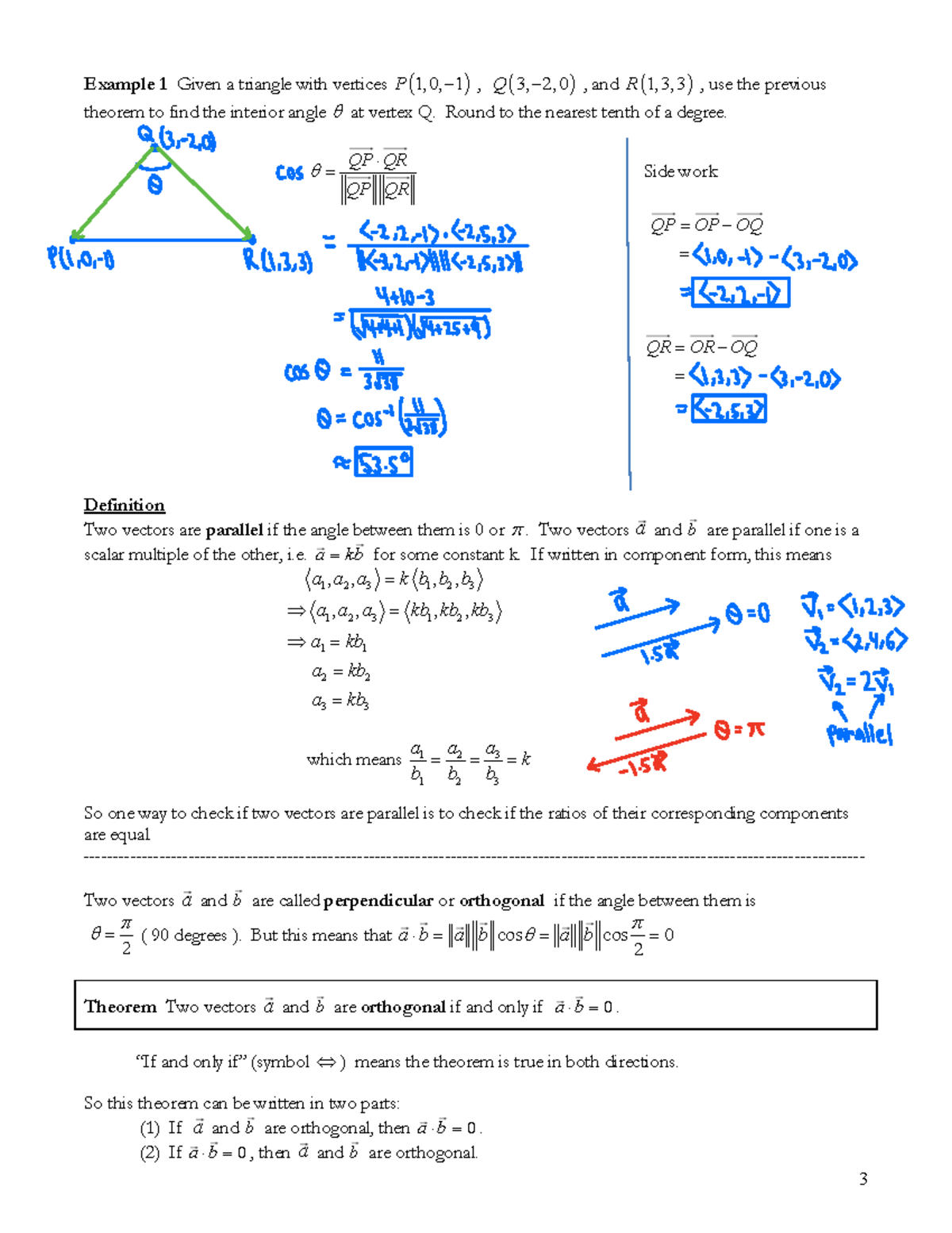 Scalar and Vector Projections and Orthogonal Vectors - 3 Example 1 ...