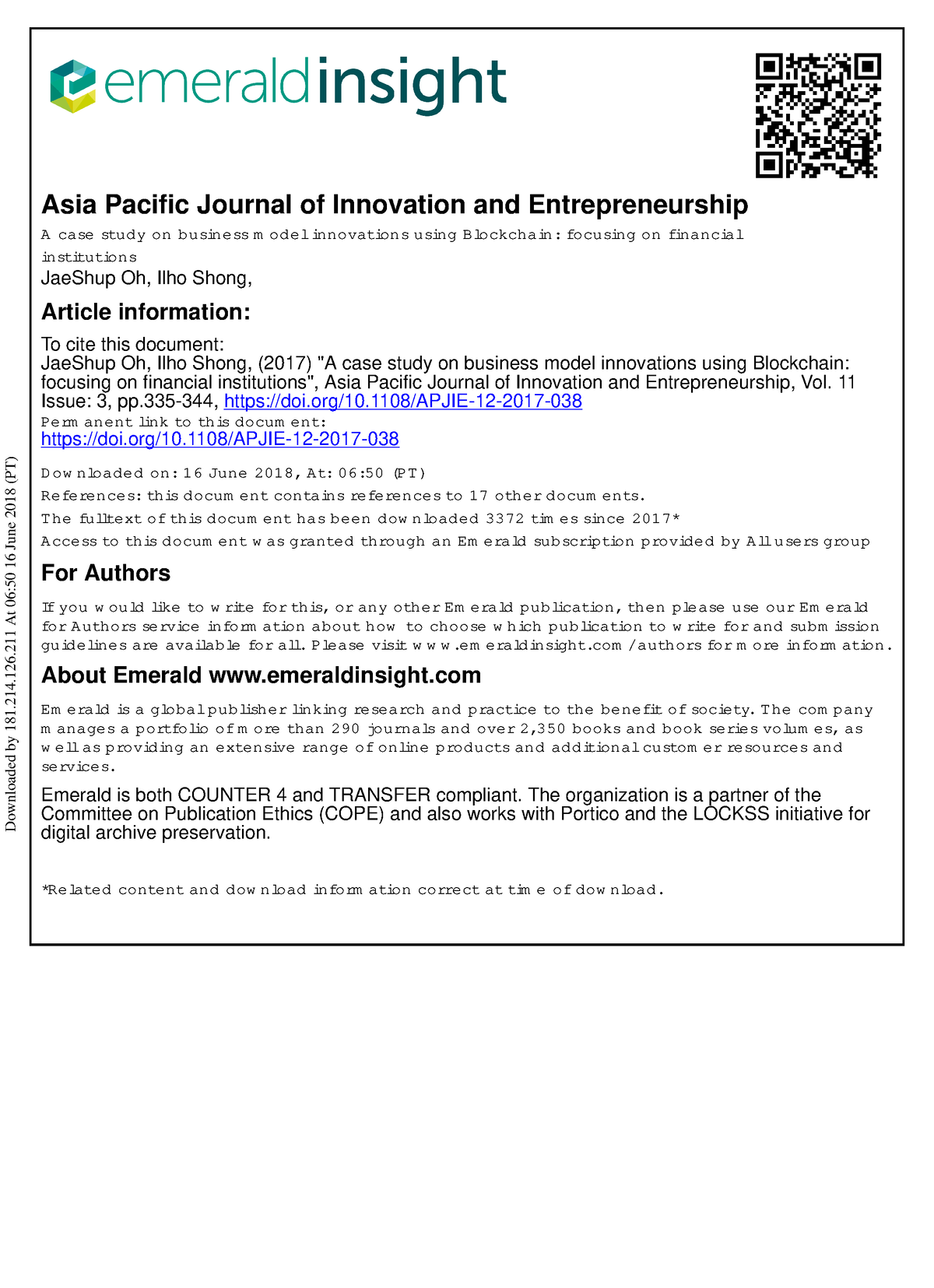 A Case Study On Business Model Innovations Using B - Asia Pacific ...