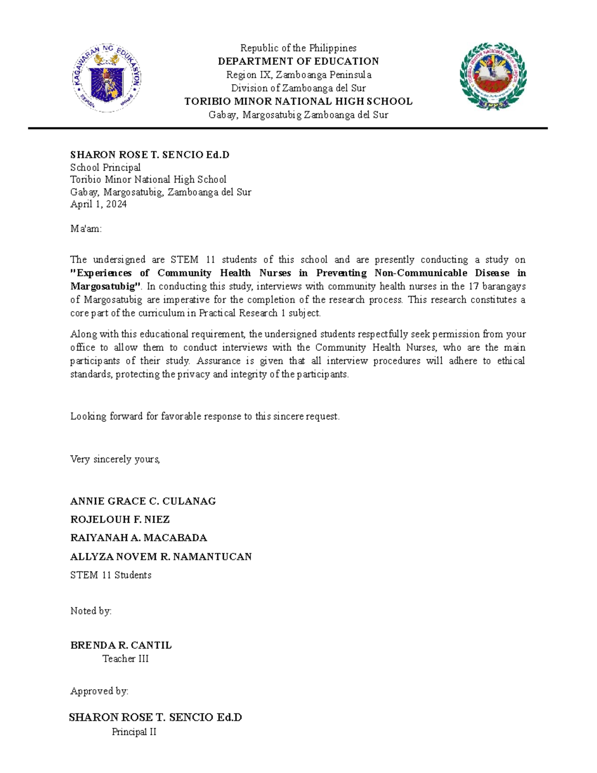 Letter ANN - Republic of the Philippines DEPARTMENT OF EDUCATION Region ...